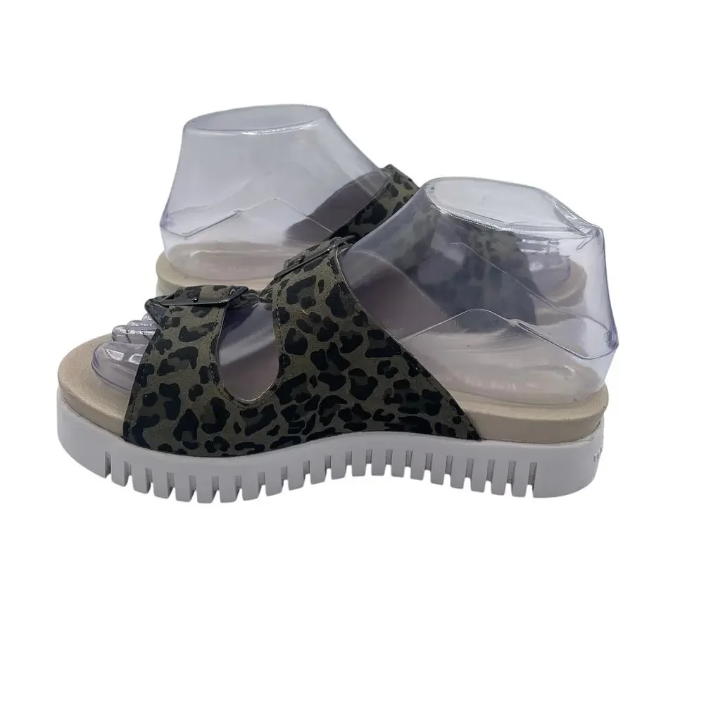 Isle Jacobsen Hornbaek Tulip Platform Sandals Leopard Print Slides Womens 36 6